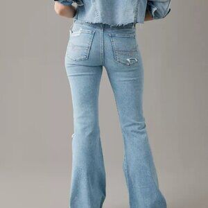 AE Next Level Ripped Super High-Waisted Flare Jean American Eagle Sz 12 Reg NWOT